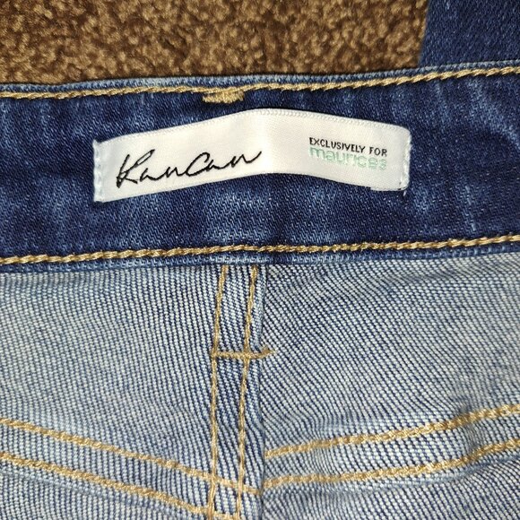 Kancan Estilo Denim Tapered Jeans Size 28 Distressed Blue Mid Rise Raw Hem - Picture 3 of 9